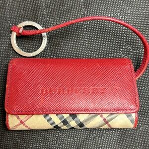 Burberry Nova Check Canvas Leather 4-Key Case Canvas Key Holder red checkered